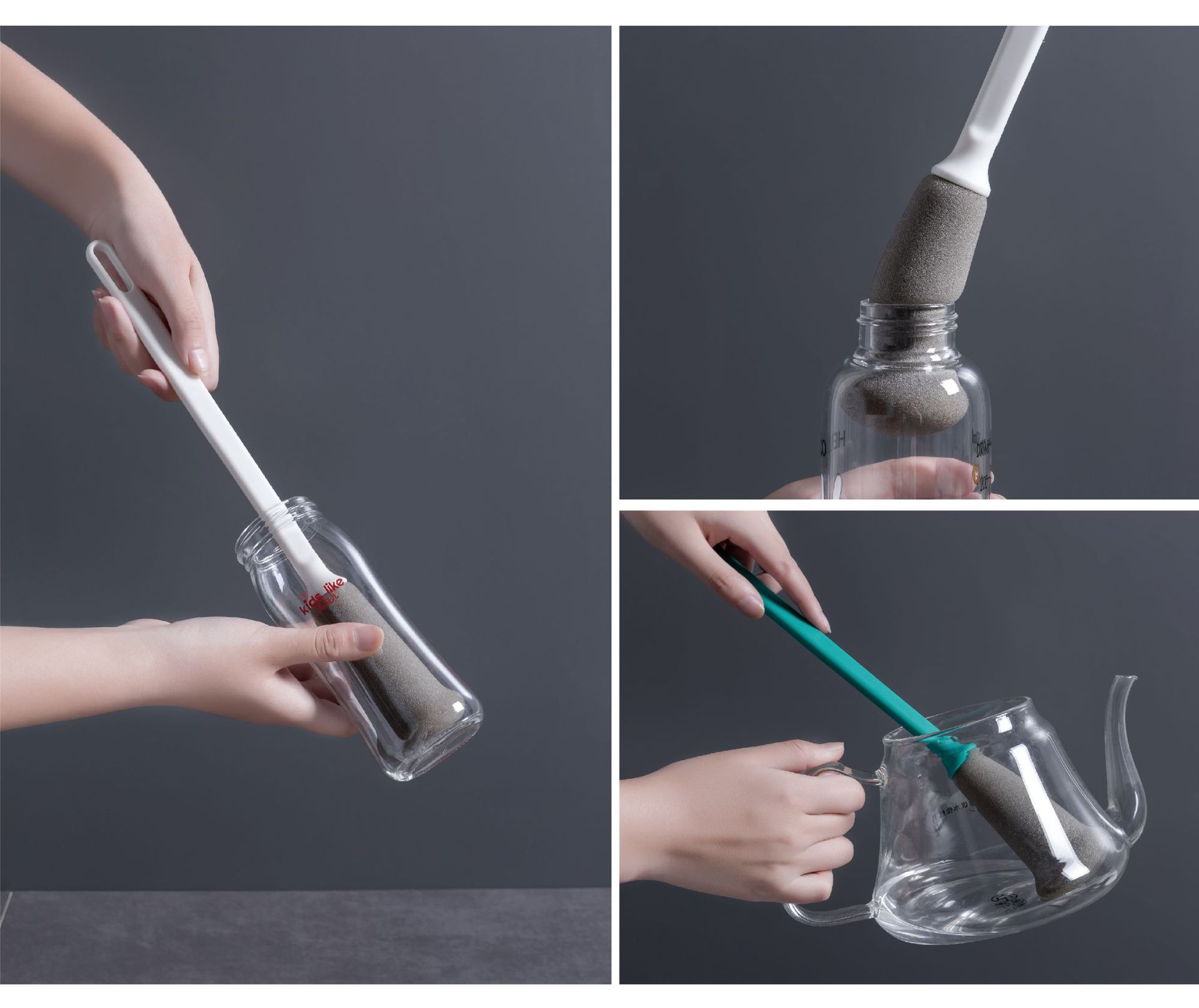 Long-Handle Glass and Cup Brush with Sponge Head