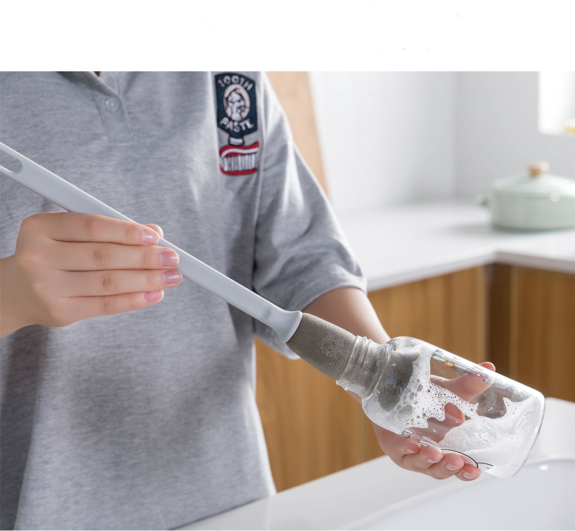 Long-Handle Glass and Cup Brush with Sponge Head - Image 3